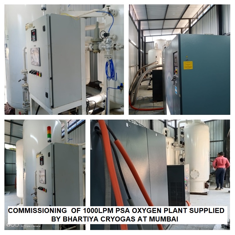 COMMISSIONING of 1000LPM PSA OXYGEN PLANT SUPPLIED BY BHARTIYA CRYOGAS AT MUMBAI